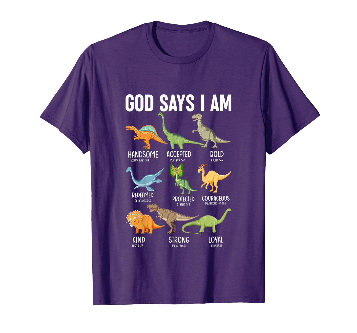 Kids God Says I Am Dinosaur Funny Dino Kids Boys Bible Verse T-Shirt