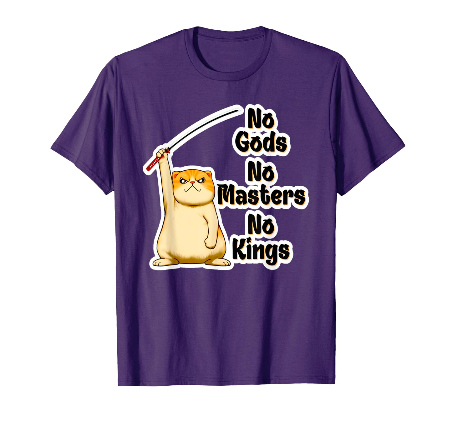 Funny Angry Cat No Gods, No Masters, No Kings Kitty T-Shirt for Men Women