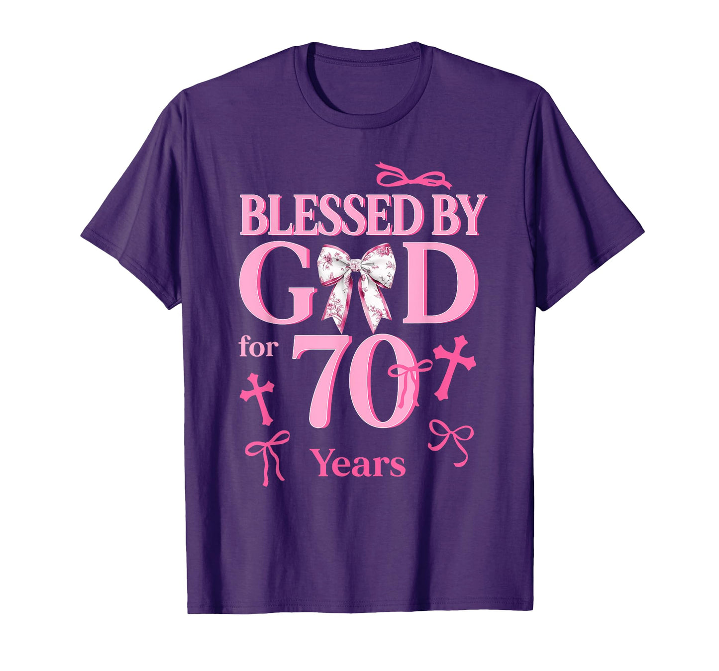 Blessed By God For 70 Years Old Woman 70th Birthday Coquette T-Shirt