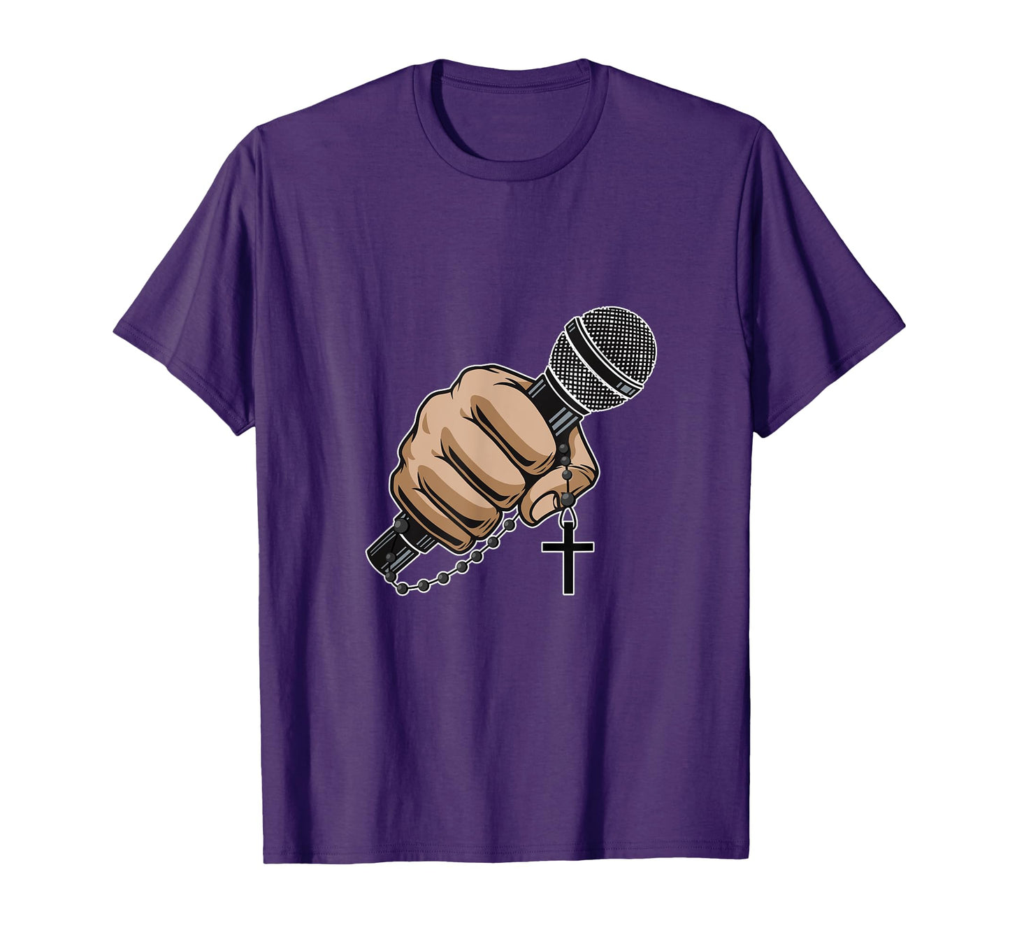 Mic Microphone Priest Cross Believer Religious Bible Gift T-Shirt