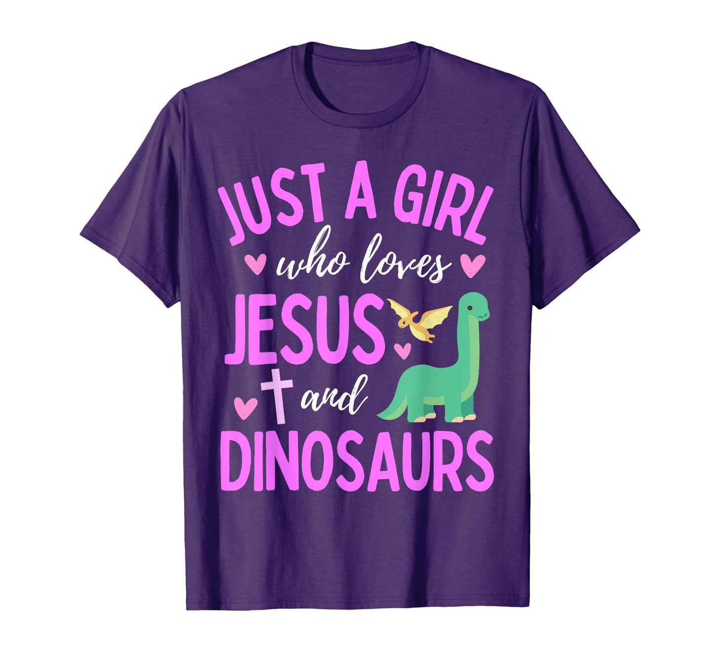 Just A Girl Who Loves Jesus and Dinosaurs Christian Cute T-Shirt