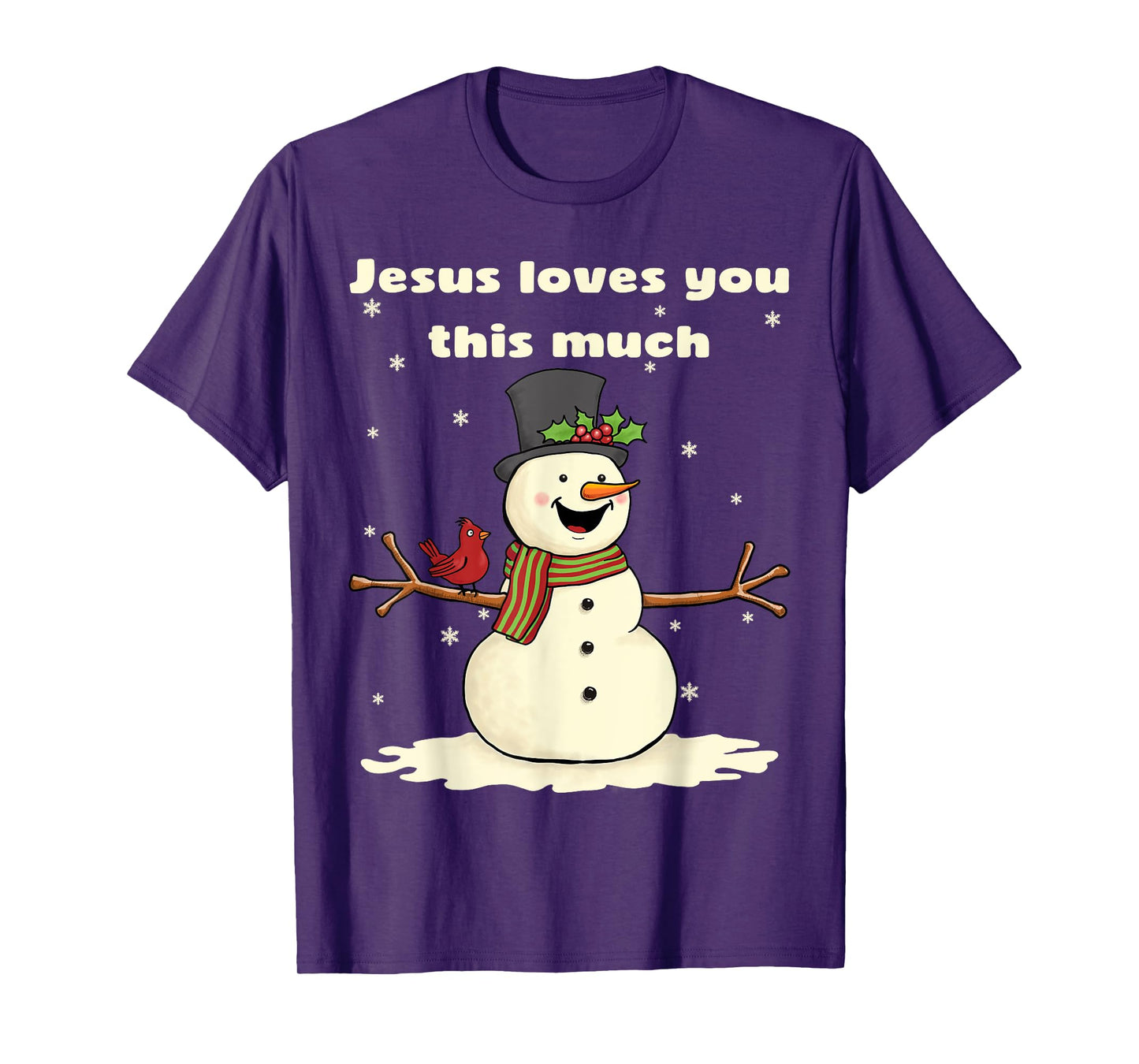 Cute Christian Christmas Snowman Jesus Loves You T-Shirt