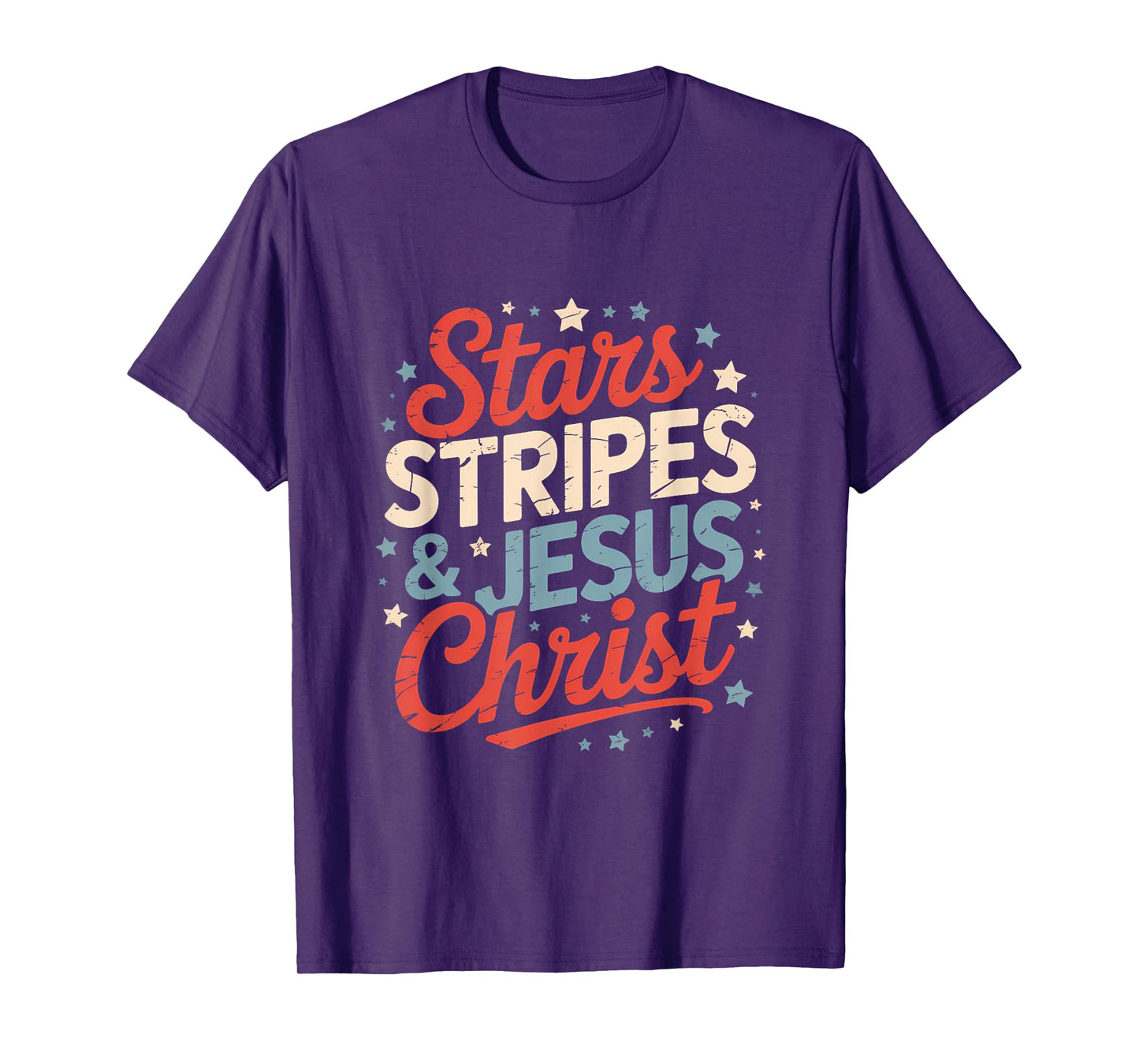 Stars & Stripes Jesus Christ 4th Of July Religious Christian T-Shirt