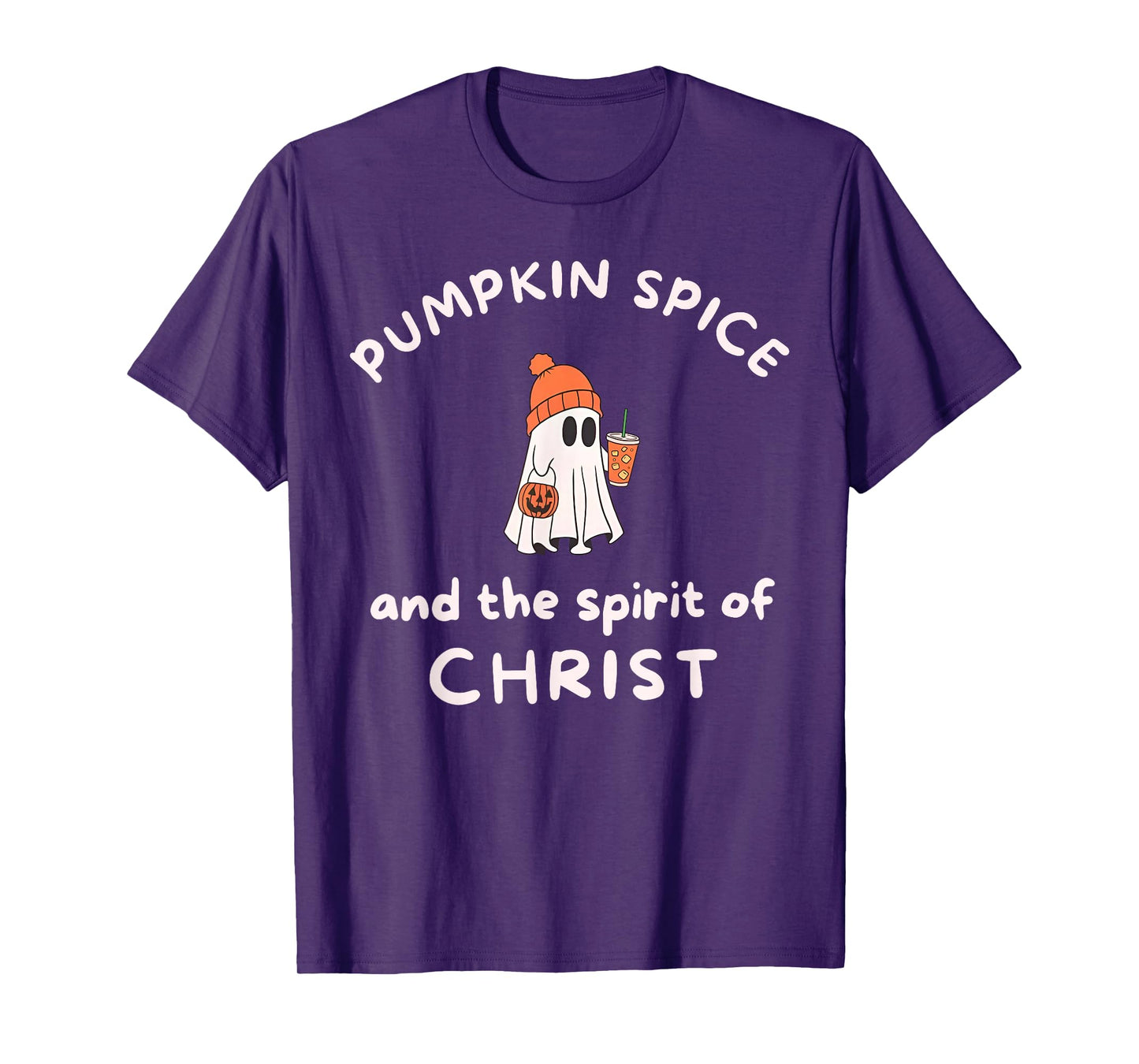 Pumpkin Spice and The Spirit of Jesus Christ Ghost Halloween T-Shirt