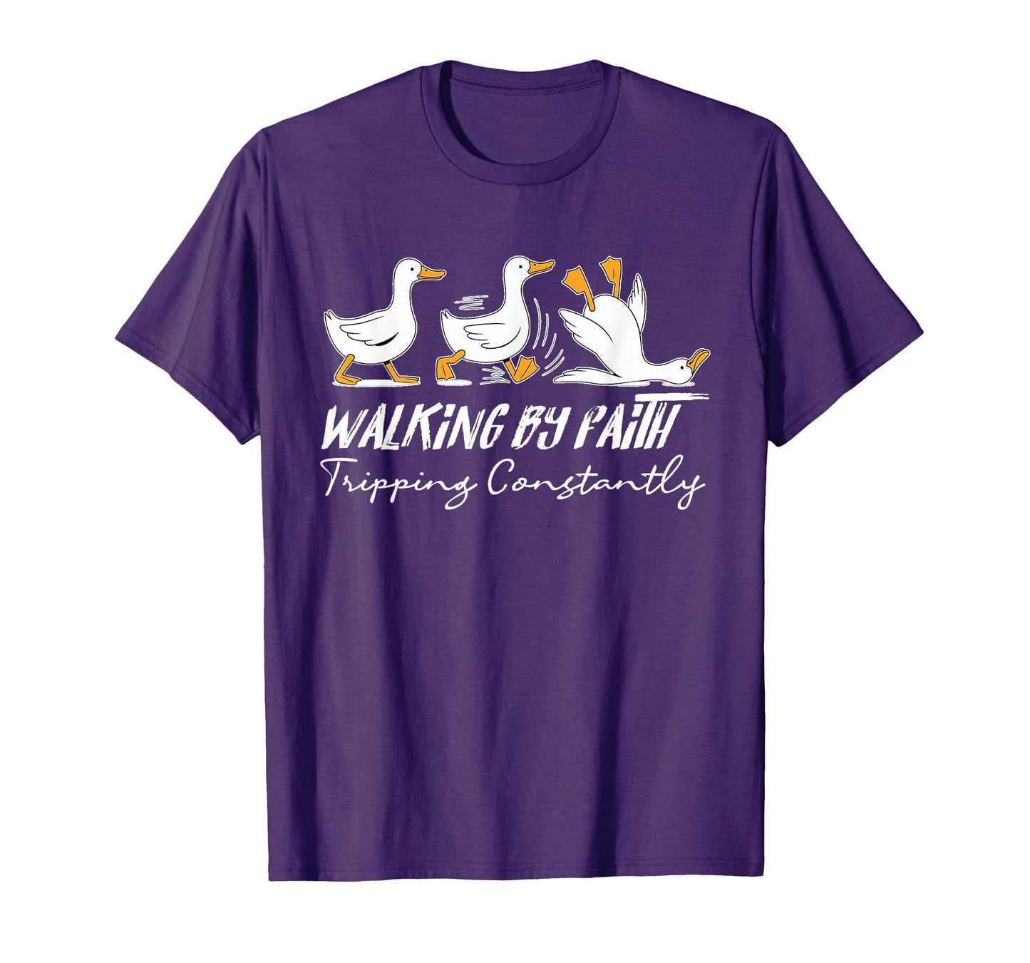 Walking By Faith Tripping Constantly Funny Christian Goose T-Shirt