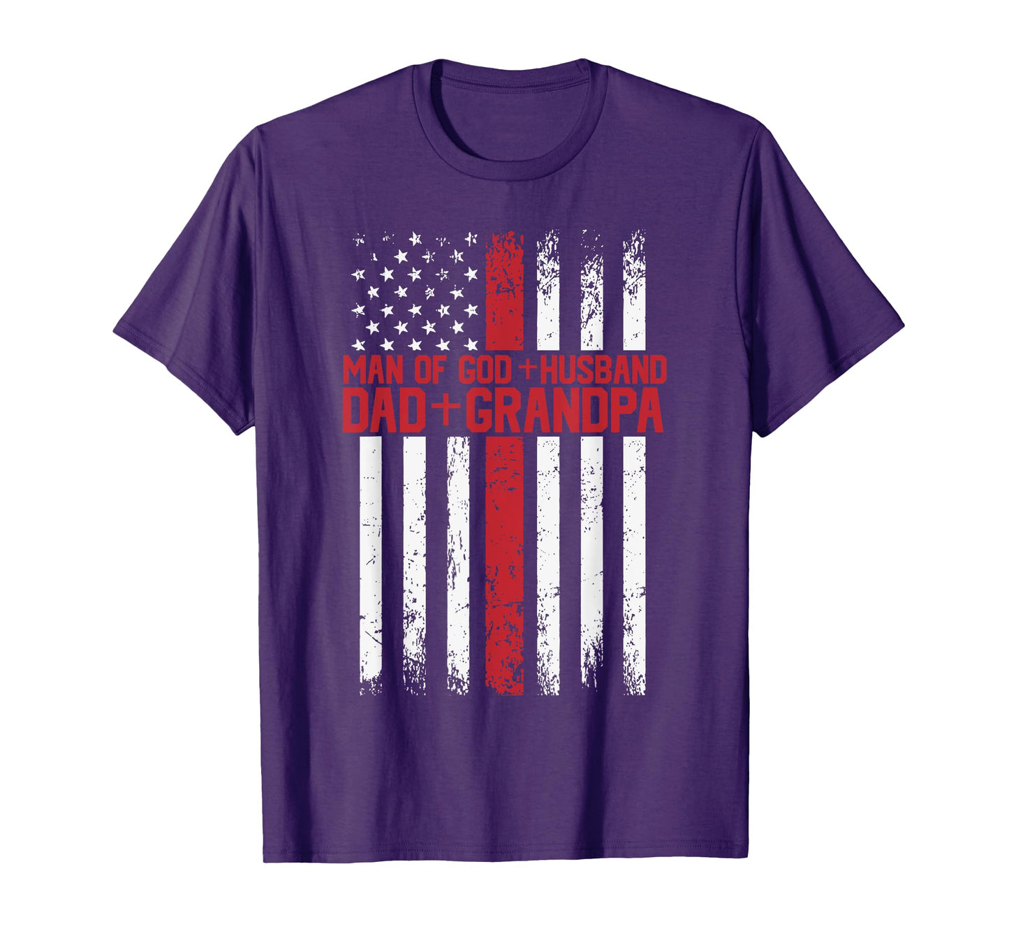 Cross American Flag Man Of God Husband Dad Grandpa Christian T-Shirt