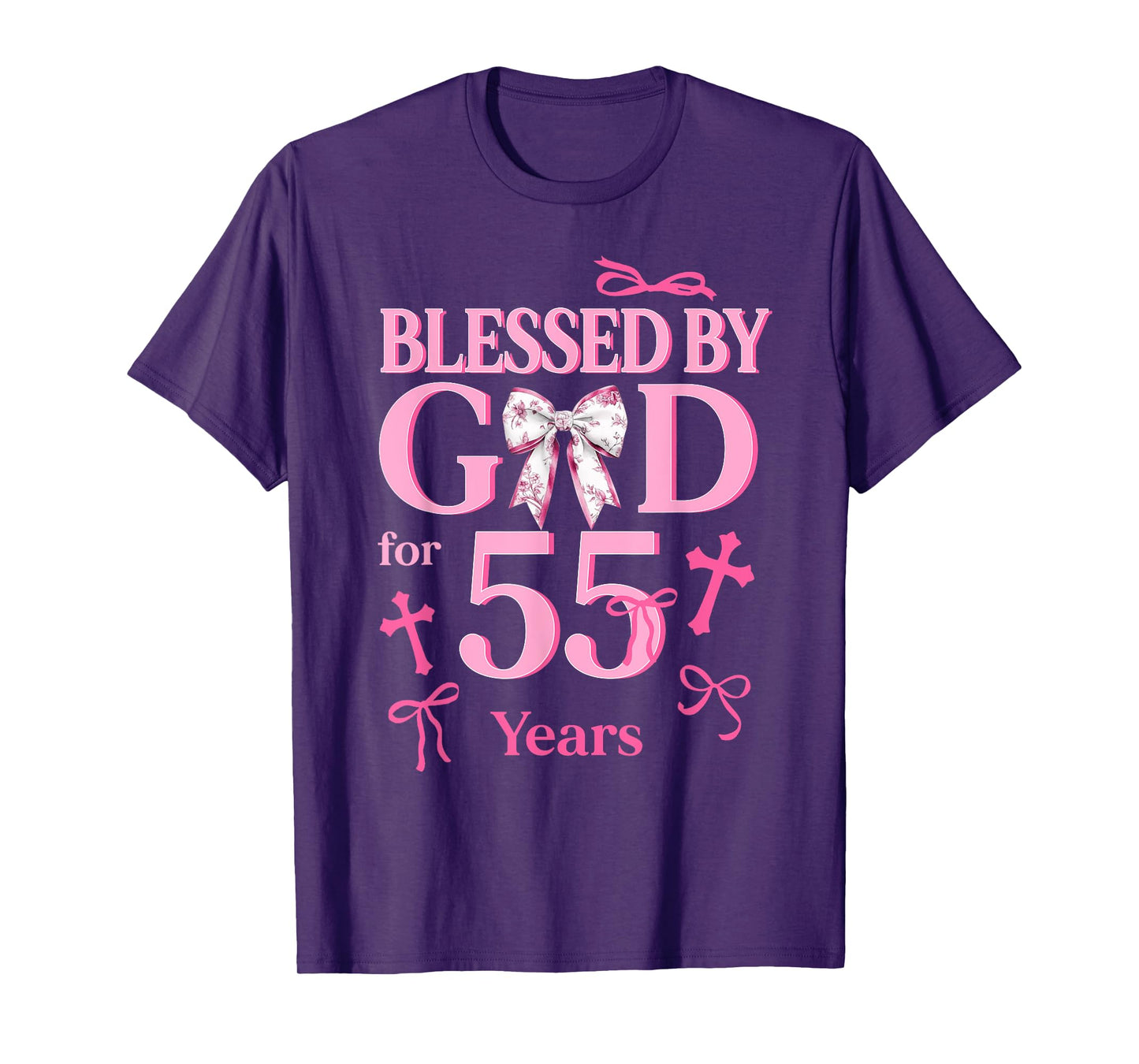 Blessed By God For 55 Years Old Woman 55th Birthday Coquette T-Shirt