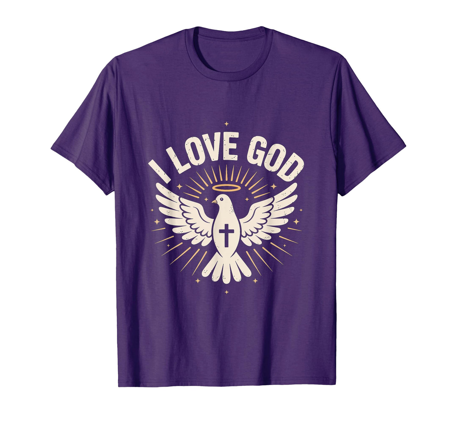 I Love God Dove Cross Christian Message T-Shirt