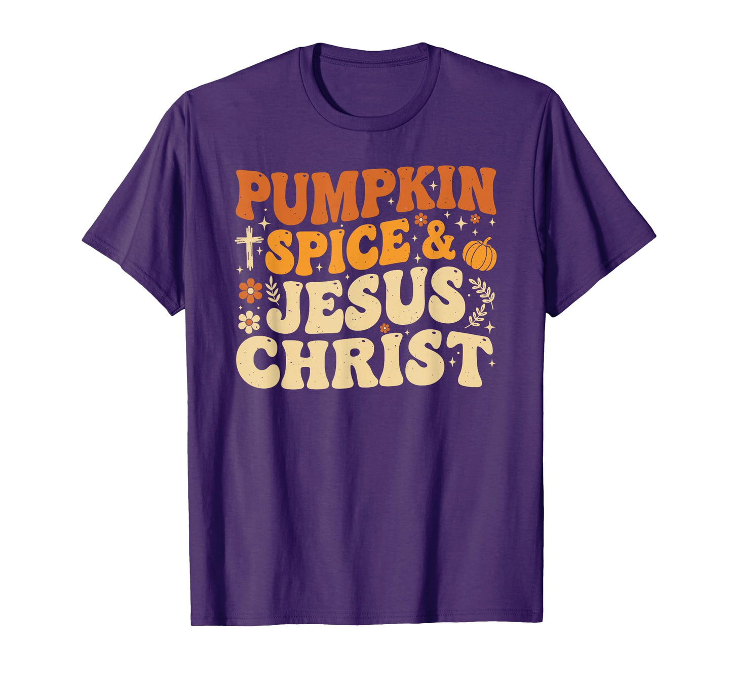 Pumpkin Spice and Jesus Christ Floral Autumn Faith Design T-Shirt