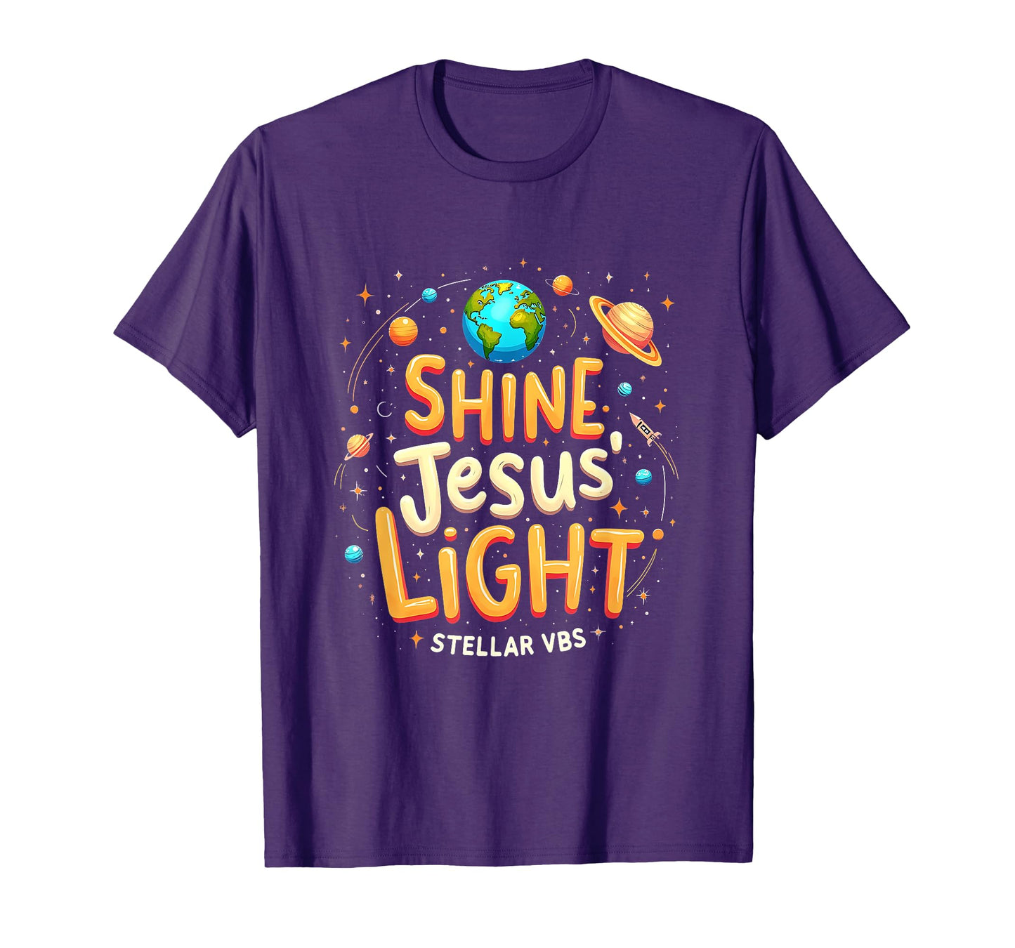 Shine Jesus Light Stellar VBS Christian Astronaut Space T-Shirt