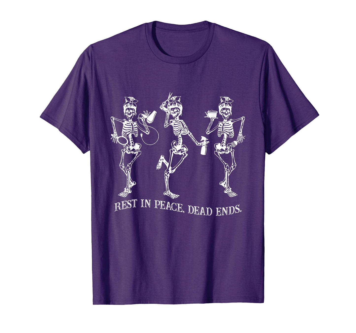 Dancing Skeleton Peace Dead Ends Hairstylist Halloween T-Shirt