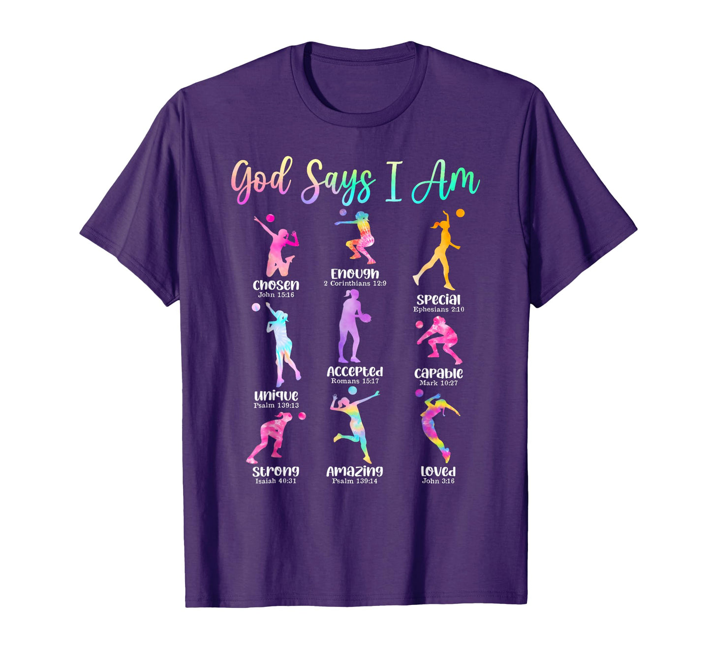 God Says I Am Volleyball Girls Teens Kid Christian Religious T-Shirt