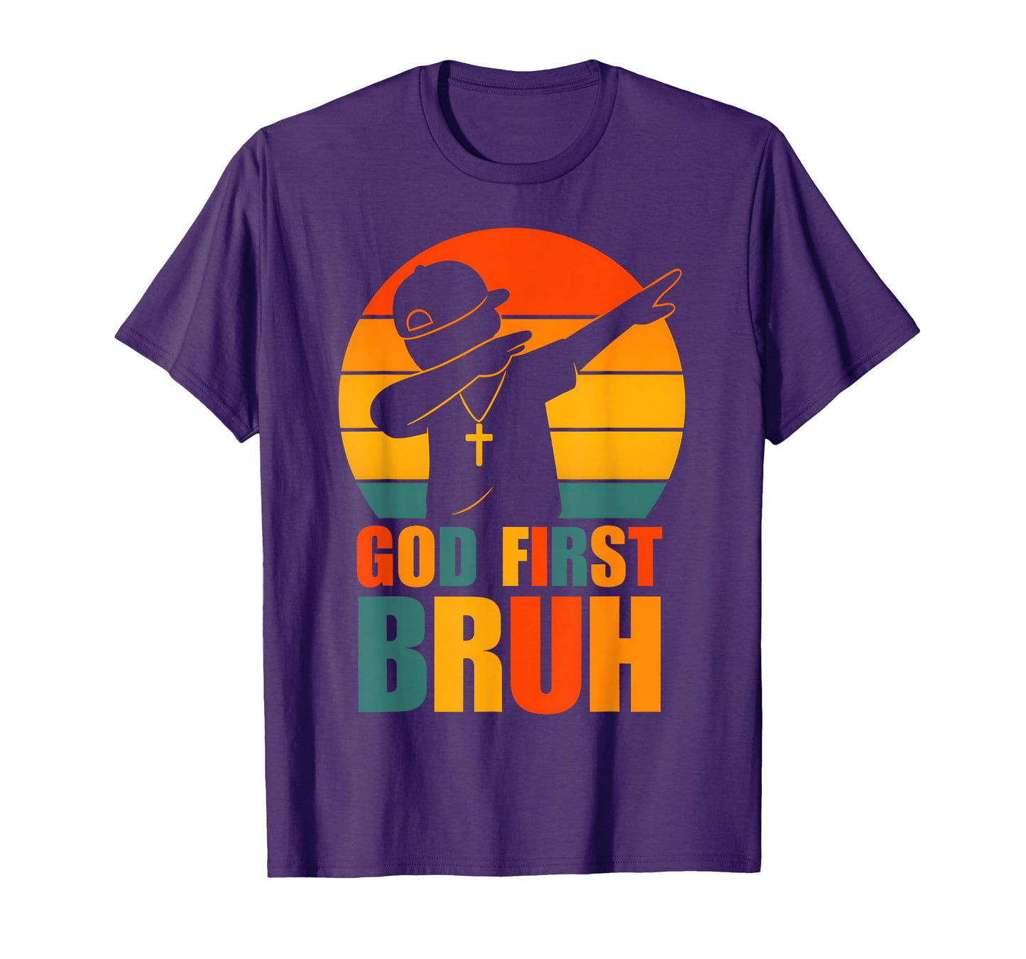 God First Bruh Dabbing Boy Christian Retro Kids Boys Saying T-Shirt