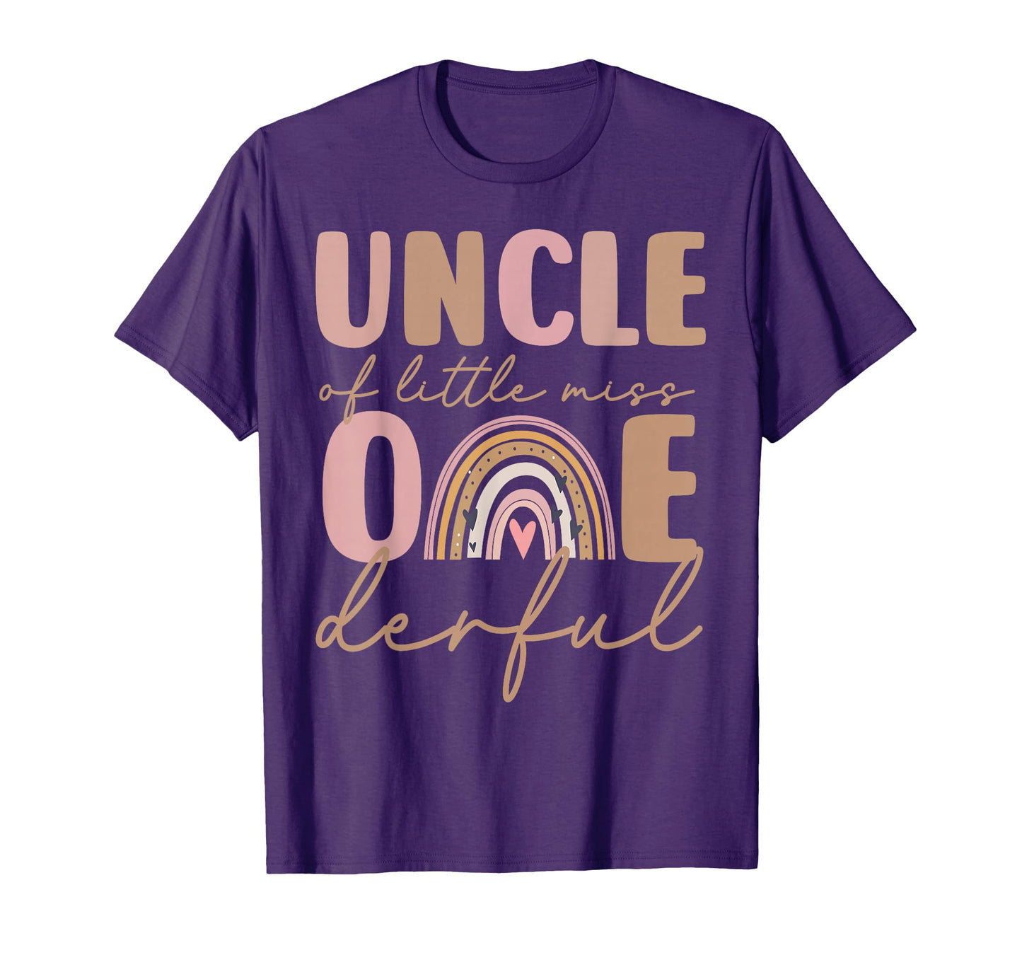 Uncle of Little Miss Onederful First Birthday Boho Rainbow T-Shirt
