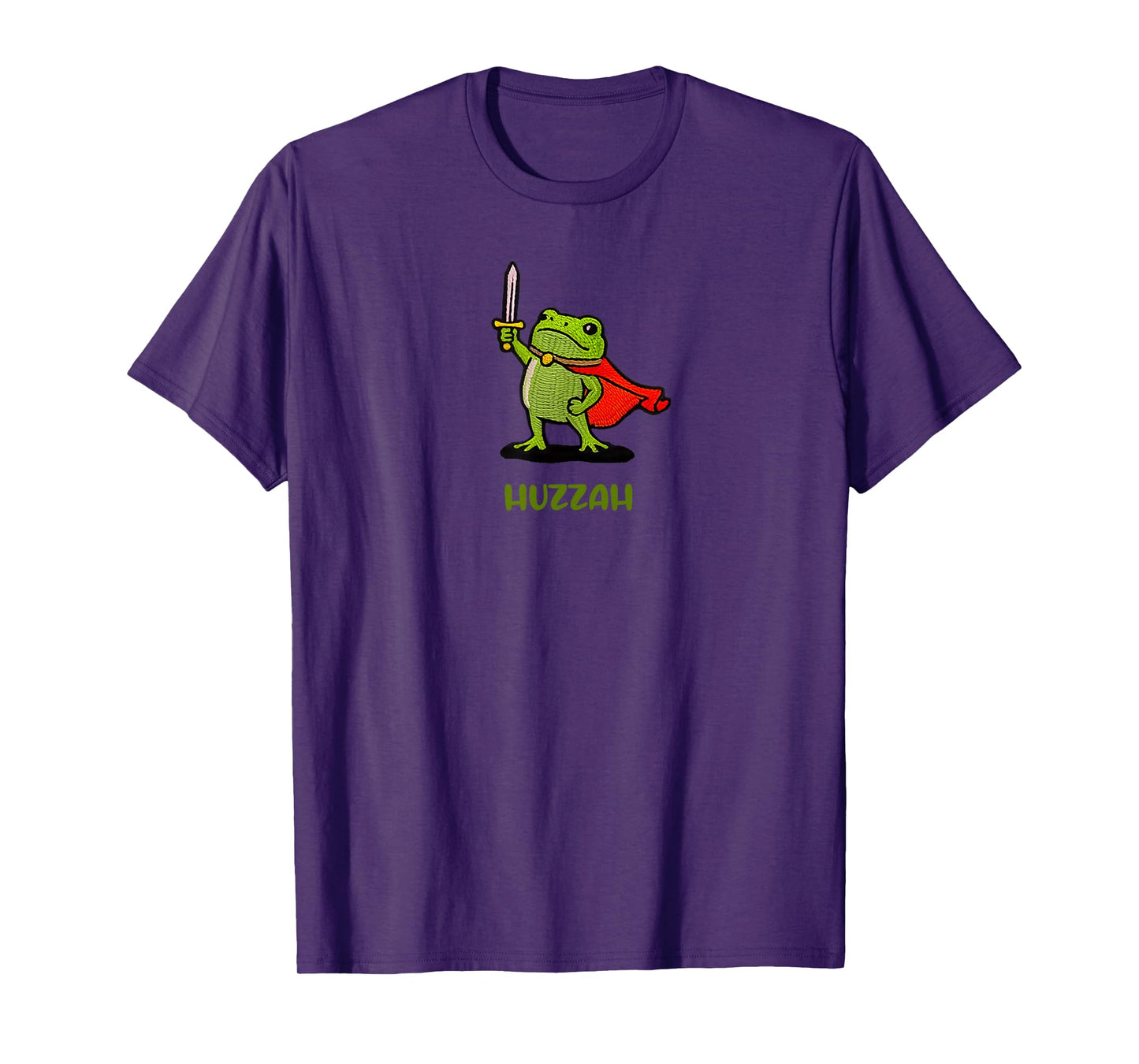 Funny Frog Knight with Sword Huzzah Quote Cute Fantasy Meme T-Shirt