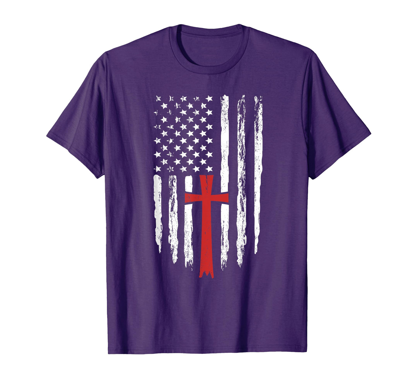 American Flag Christian Cross Religious America 4th of July T-Shirt