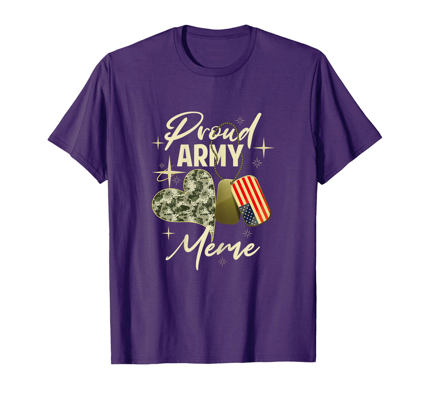 Proud Army Meme Camouflage Mother's Day Dog Tag US Flag T-Shirt