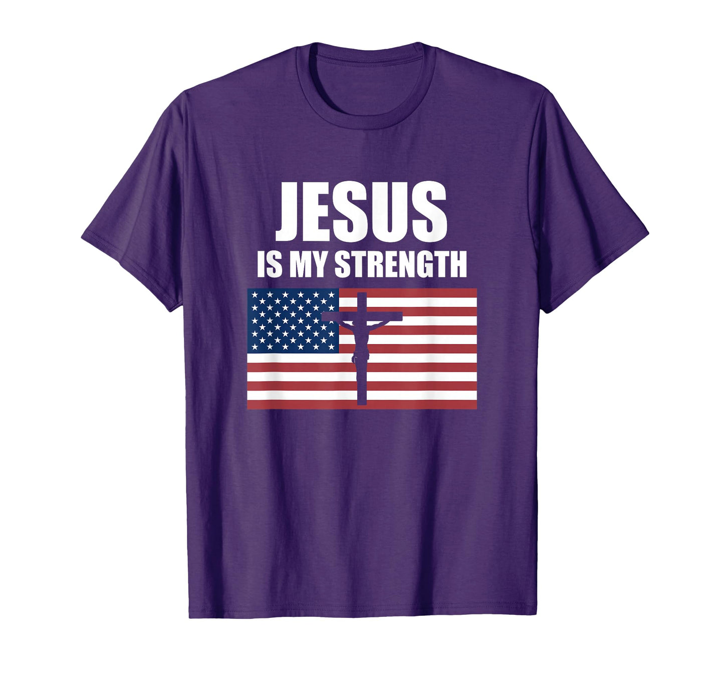 Jesus is My Strength American Flag Christian Cross T-Shirt
