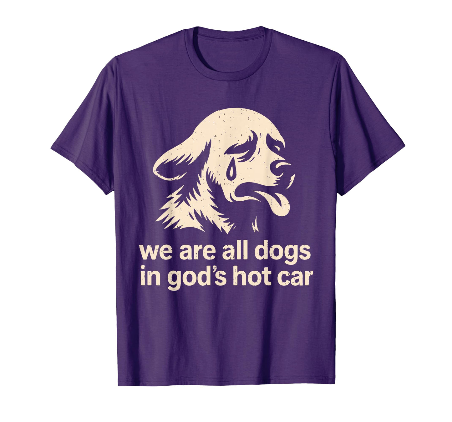 Funny We are All Dogs in God's Hot Car Sad Dog Genz Meme T-Shirt