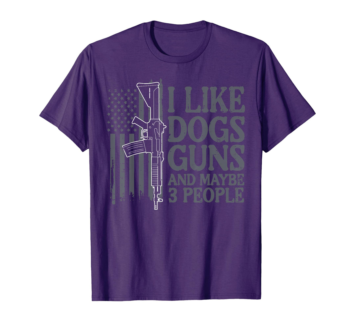 I Like Dogs Maybe 3 People US Flag Funny Saying Men Women T-Shirt