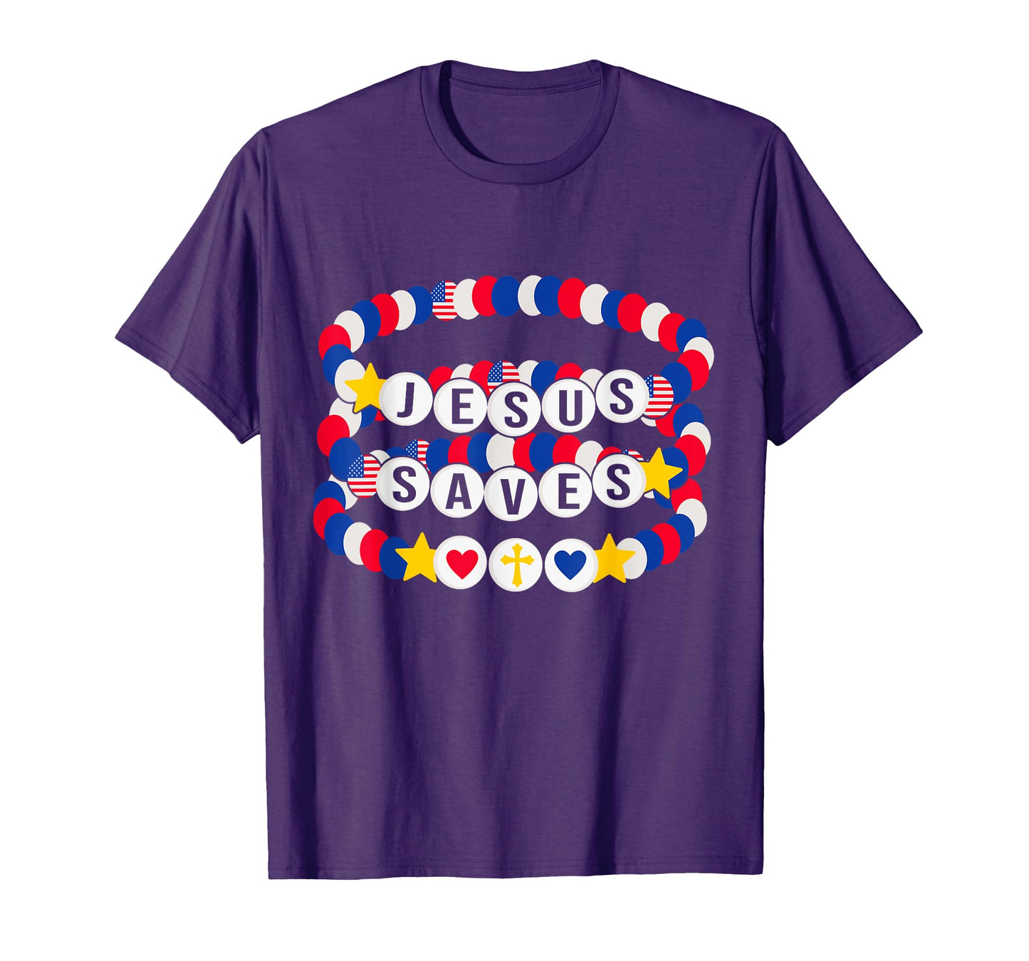 Jesus Saves USA Bracelets Patriotic Christian Girl Women Kid T-Shirt