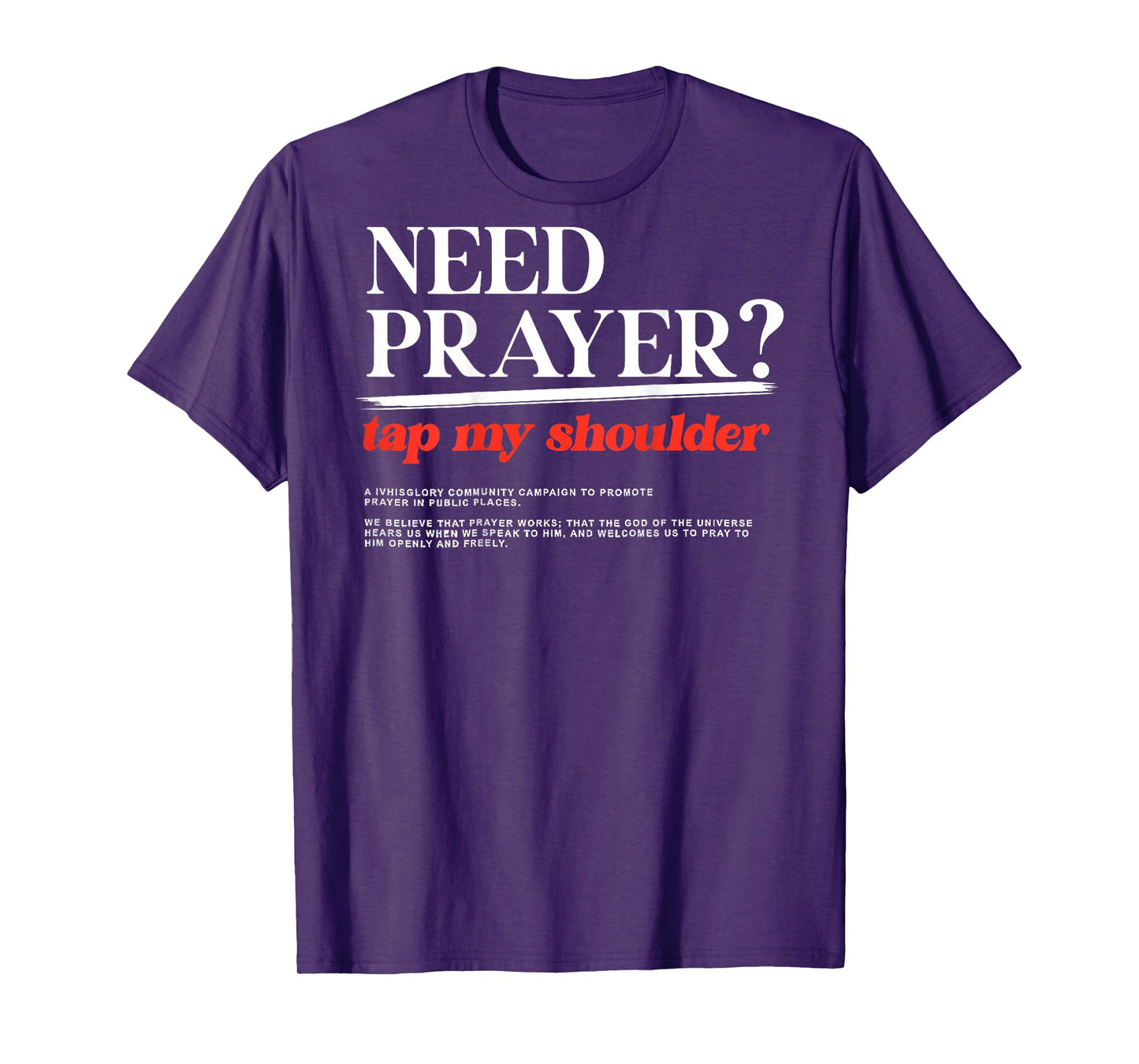 ON BACK Need Prayer Tap My Shoulder Men Women Christian T-Shirt