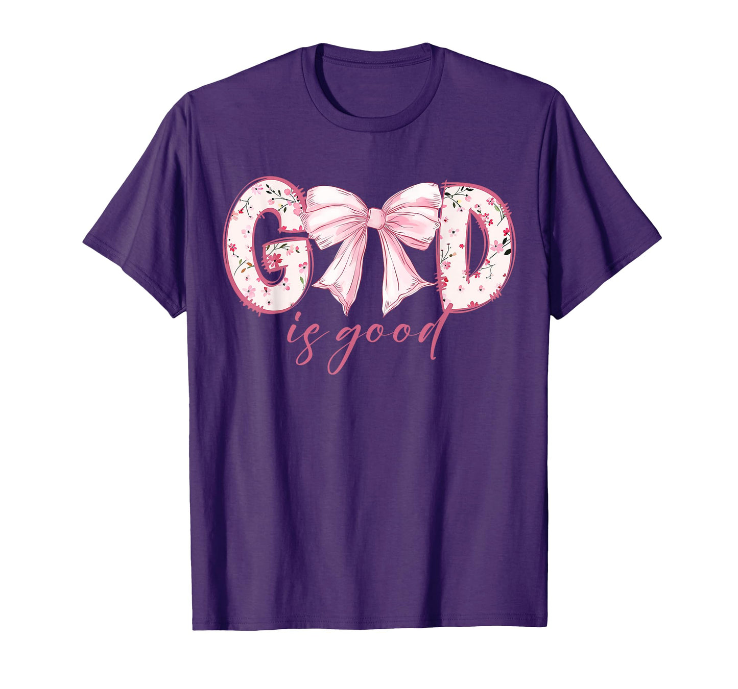 God Is Good Pink Coquette Bow Bible Verse T-Shirt