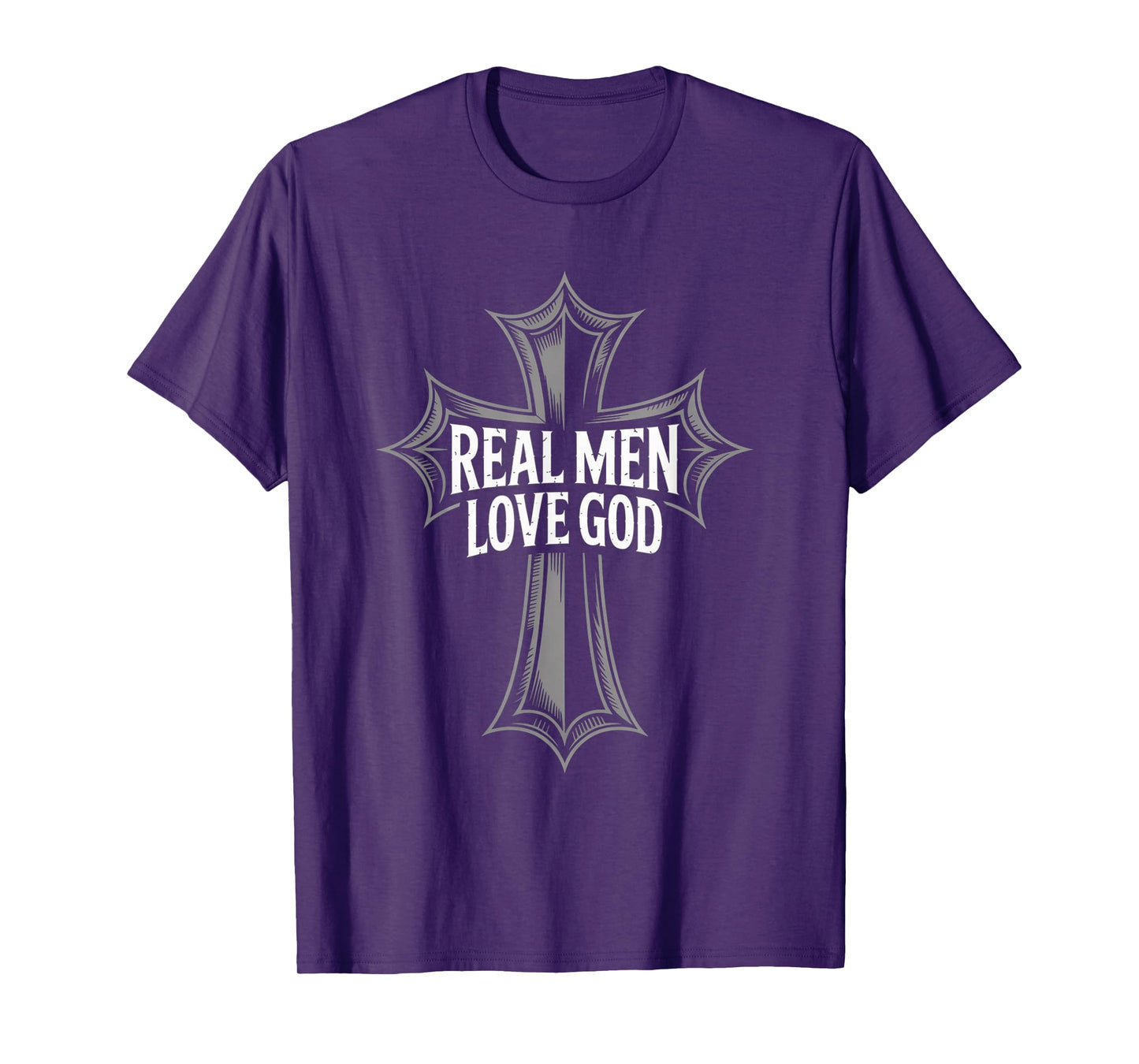 Christian Faith Real Men Love God Cross Design T-Shirt
