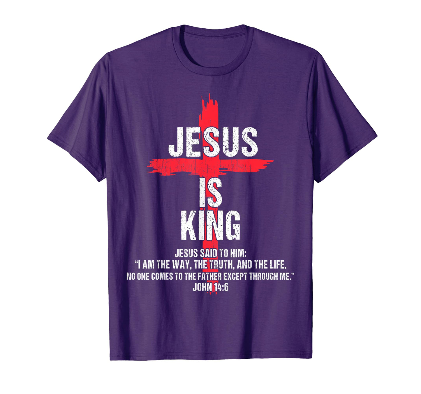 Kids Jesus Is King Christian-Shirt Boy Youth Religious Cross T-Shirt
