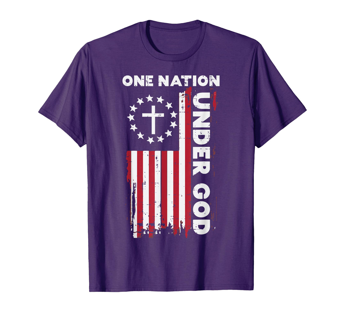 American Flag One Nation Under God 4th Of July Christian T-Shirt