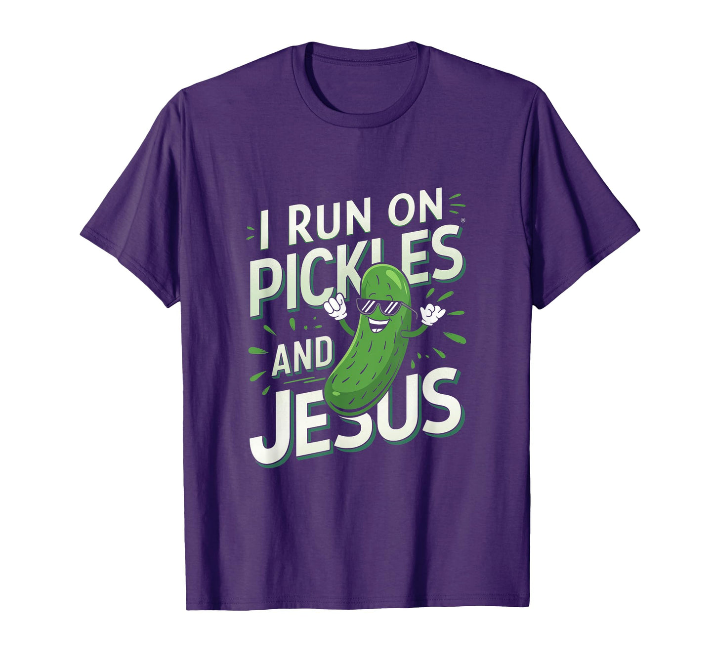 Funny Pickle Cucumber I Run on Pickles and Jesus T-Shirt