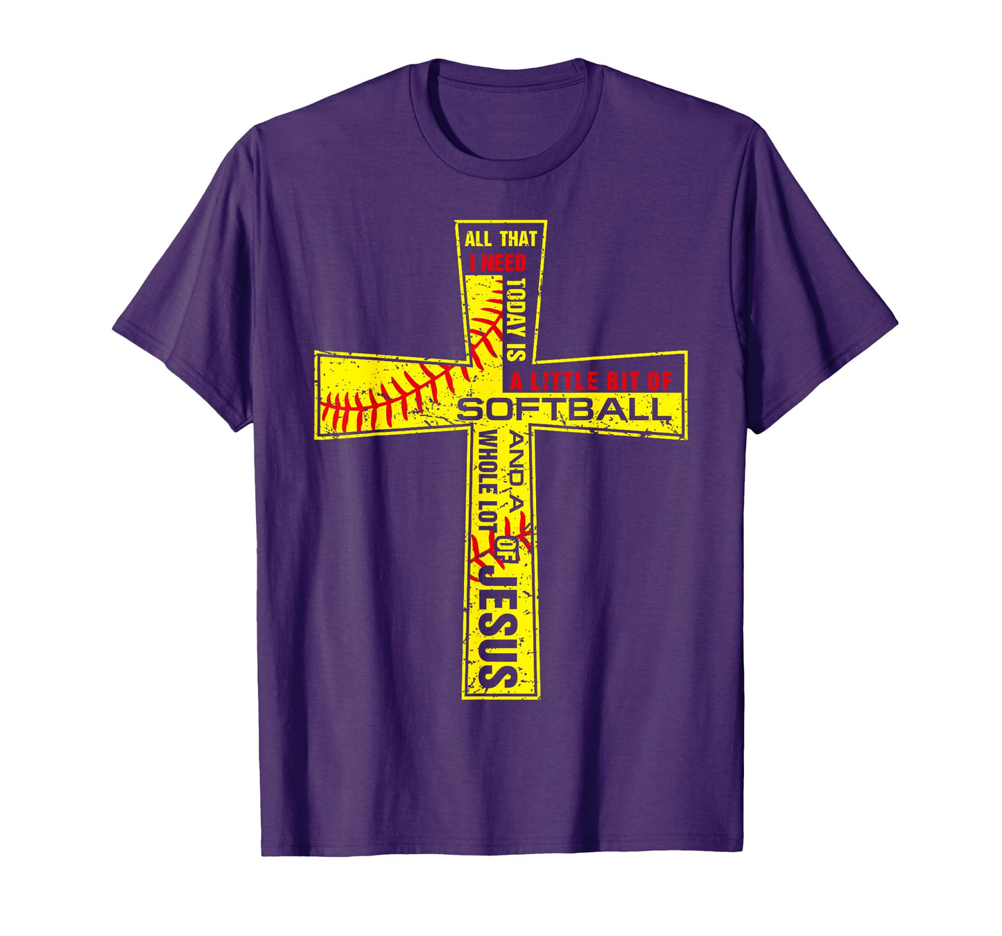 Softball Girl Christian Cross Faith I Need Softball & Jesus T-Shirt