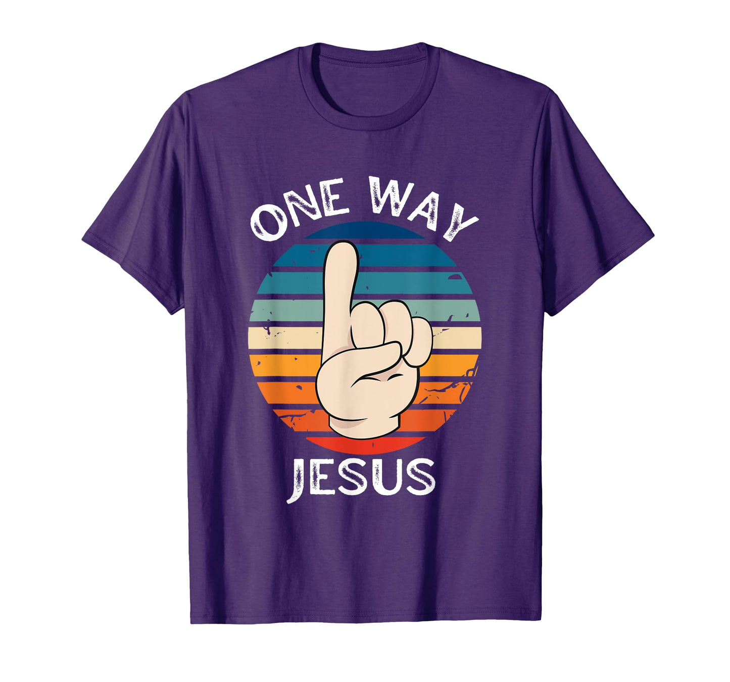 One Way Jesus People Christian Revolution Finger Up Retro T-Shirt