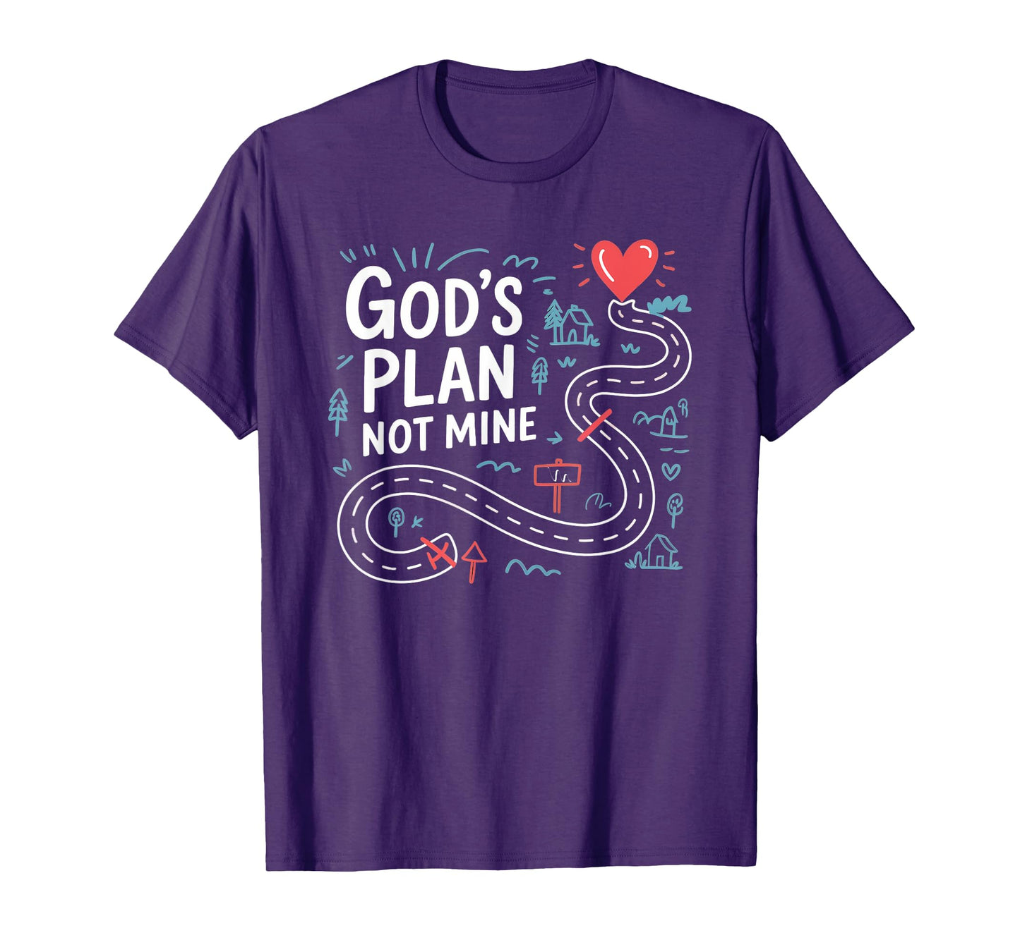 Gods Plan Not Mine Road Map Christian Faith T-Shirt
