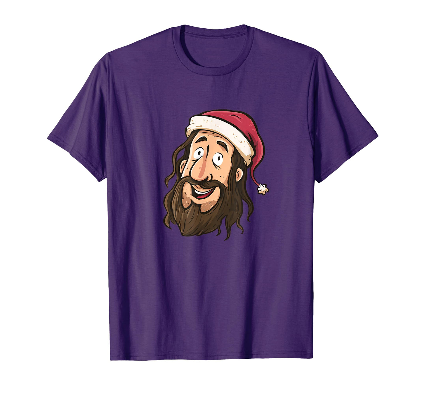 Cartoon Jesus Face Graphic with Nice Festive Xmas Hat T-Shirt