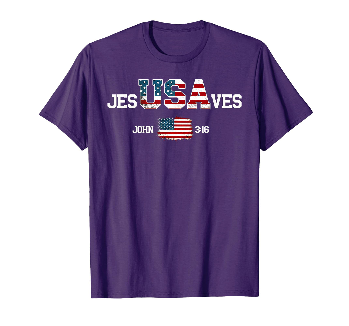 Jesus Saves USA American Flag Patriotic Christian 4th July T-Shirt