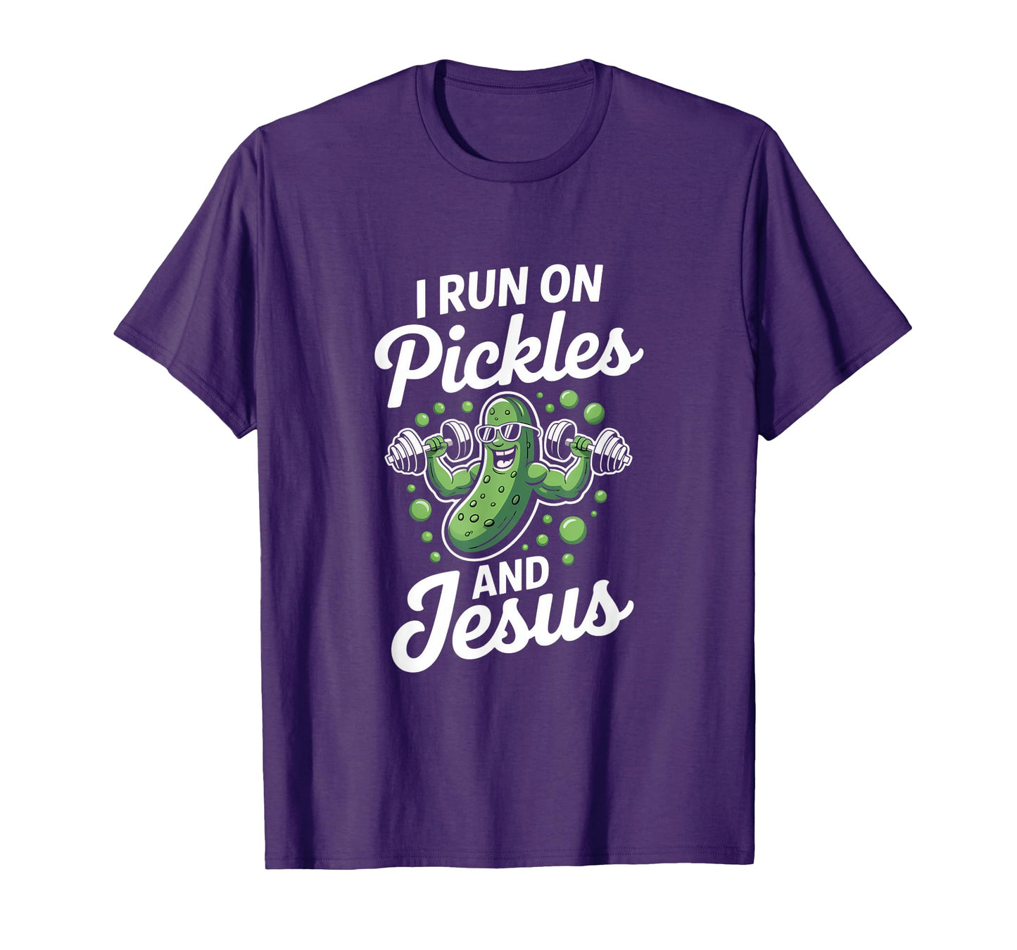 Funny Pickle Cucumber I Run on Pickles and Jesus T-Shirt