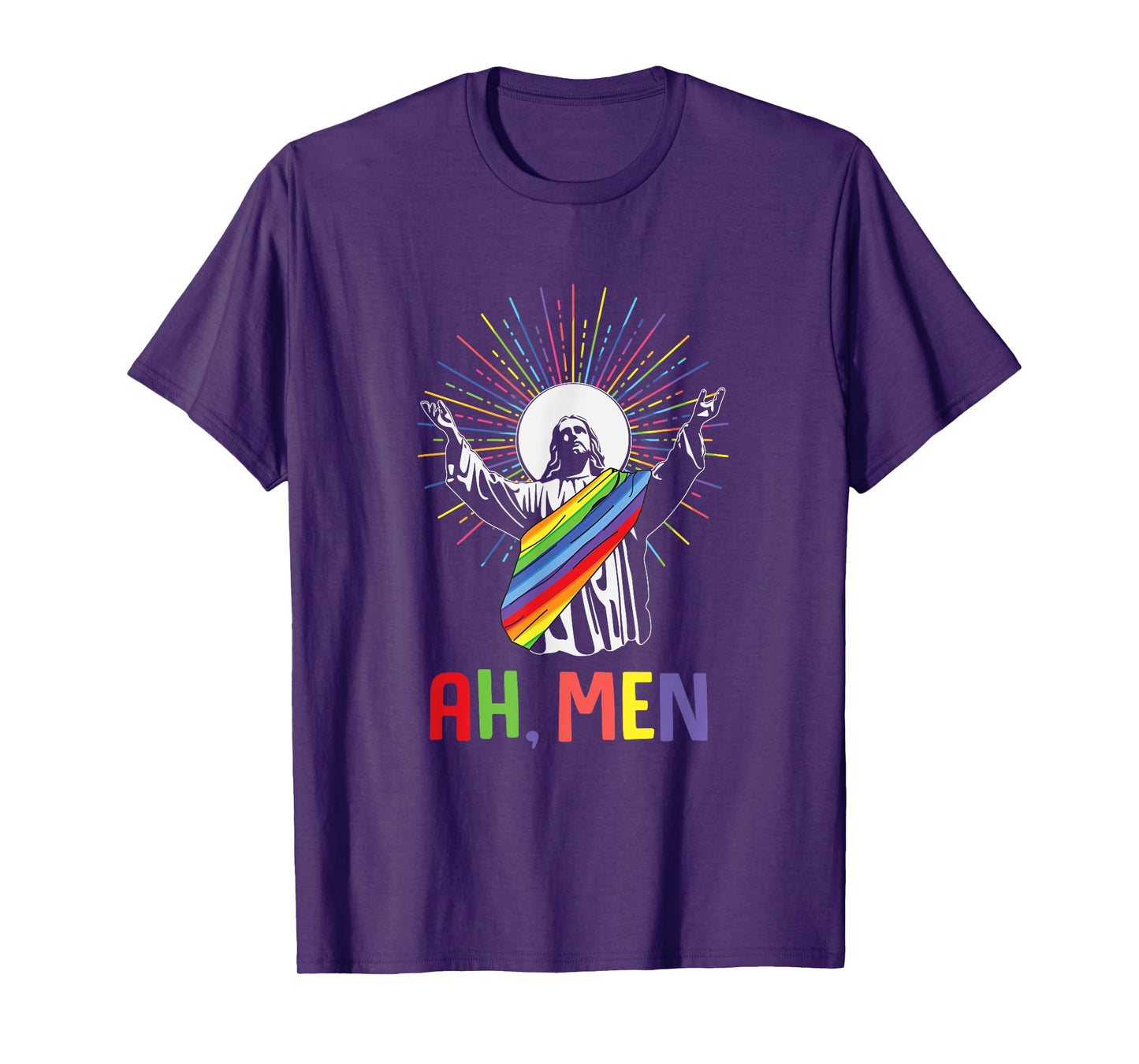 Ah Men Funny LGBTQ Jesus Gay Pride Month T-Shirt