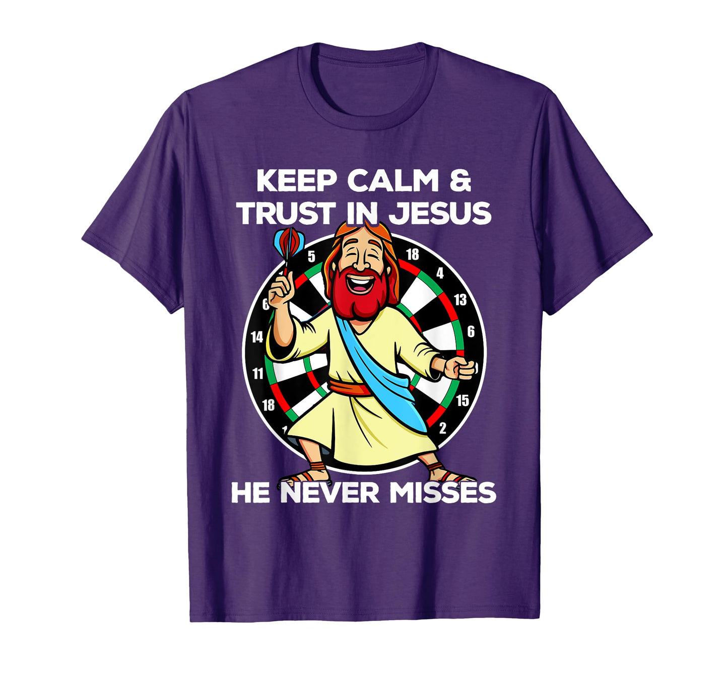 Jesus as a dart player Keep calm and trust in Jesus Darts T-Shirt