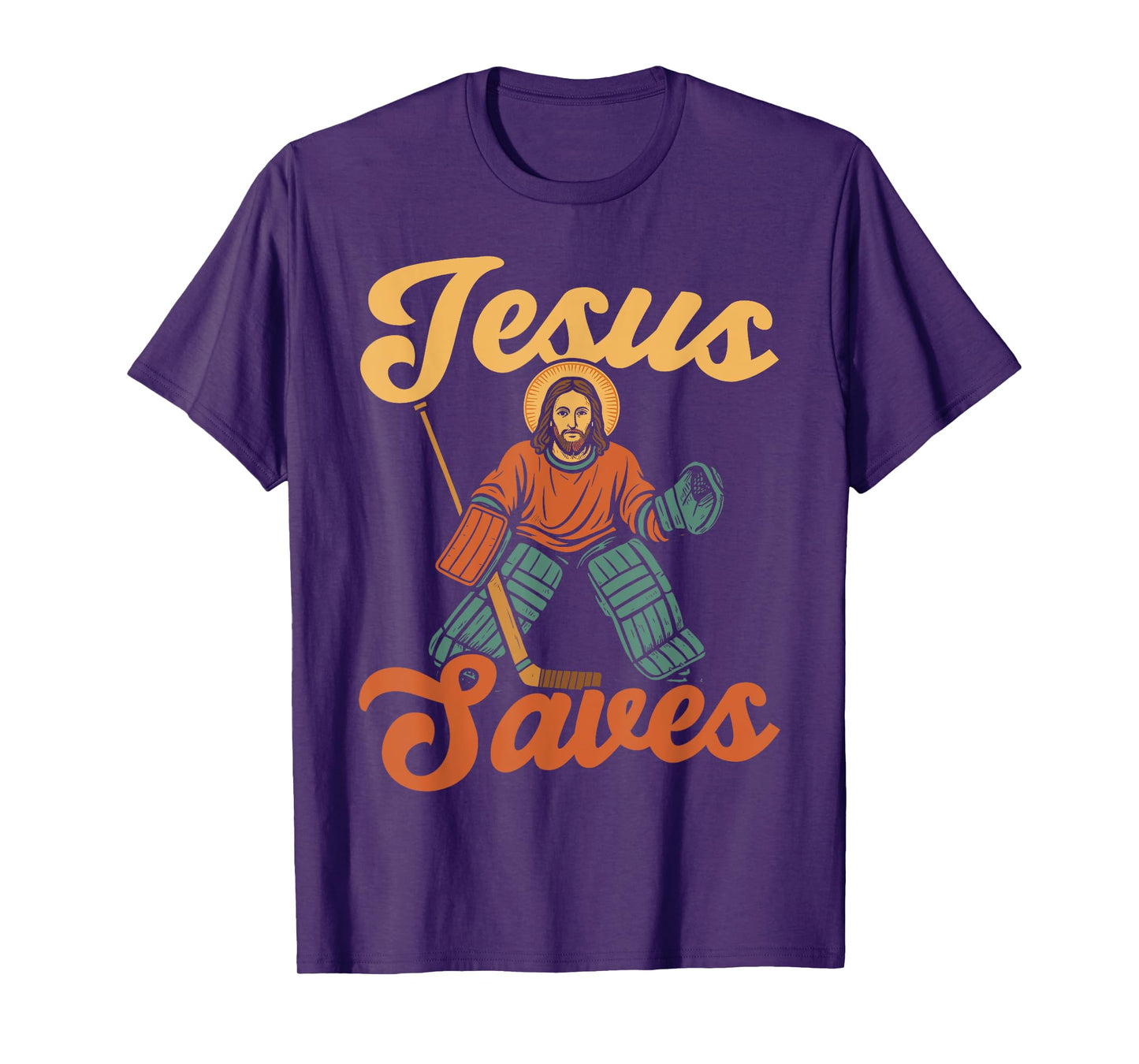 Ice Hockey Goalie Vintage Goalkeeper Jesus Jesus Saves T-Shirt