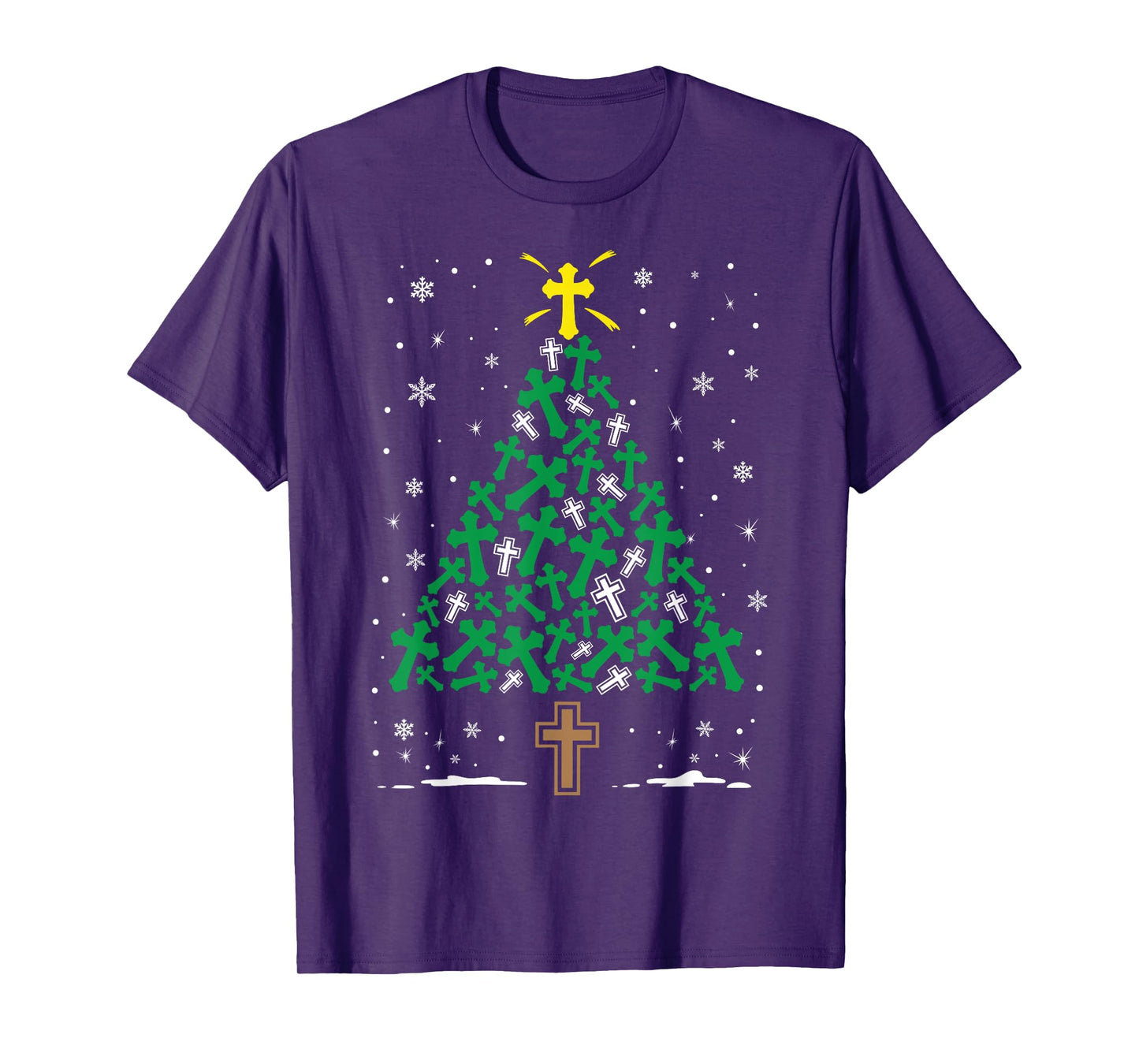 Faith Cross Christian Holiday Family Matching Christmas Tree T-Shirt