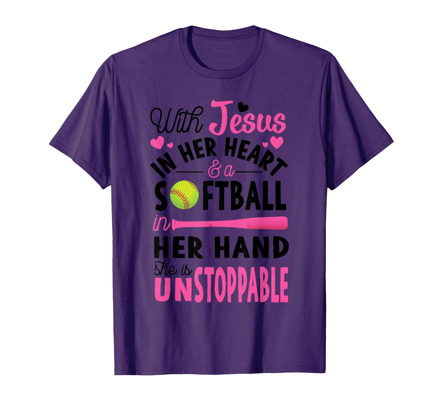 Jesus In Her Heart Softball Hand Funny Pitcher Gift For Her T-Shirt