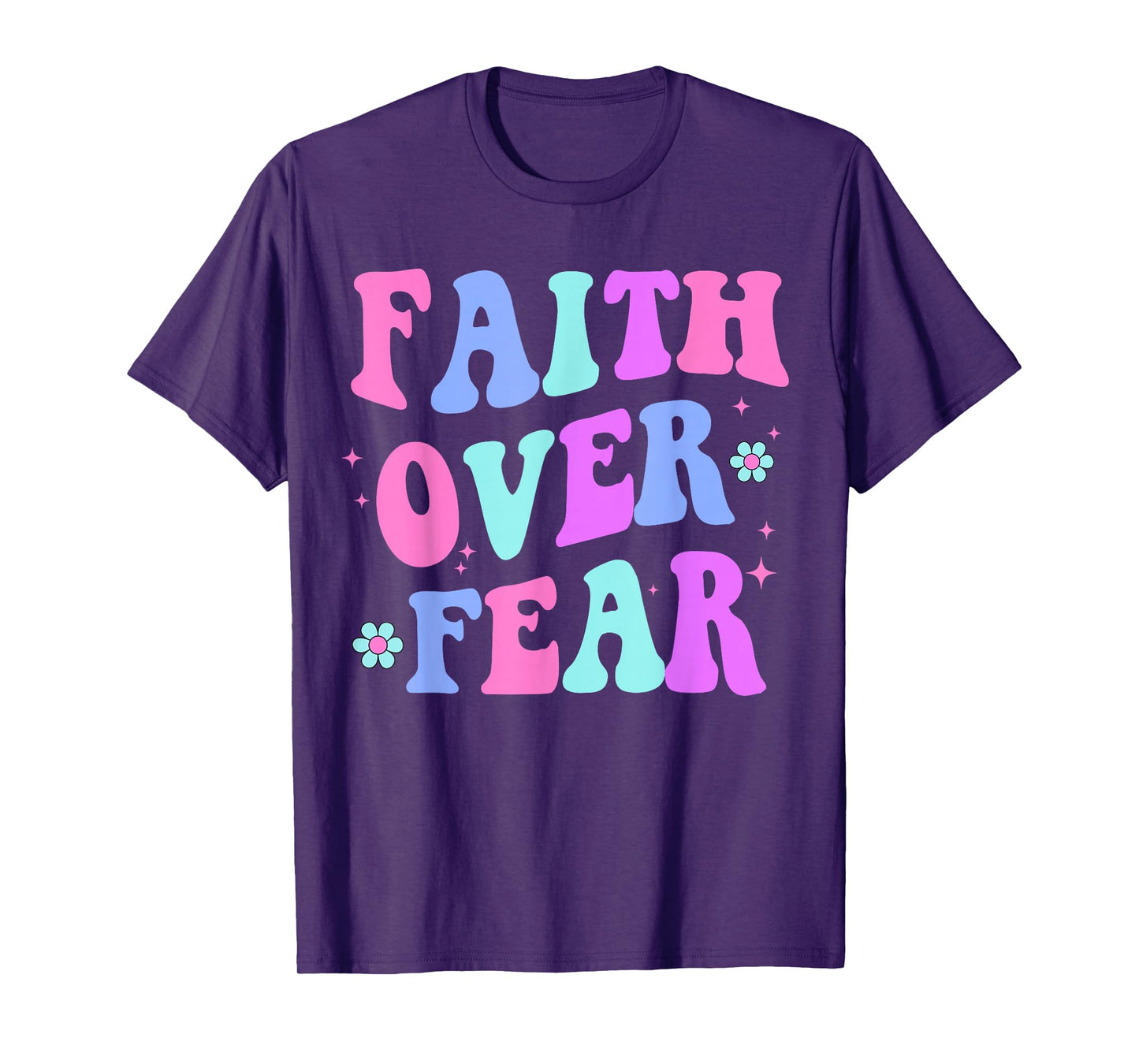 Women Faith Over Fear Teen Girl Cute Christian God is Good T-Shirt