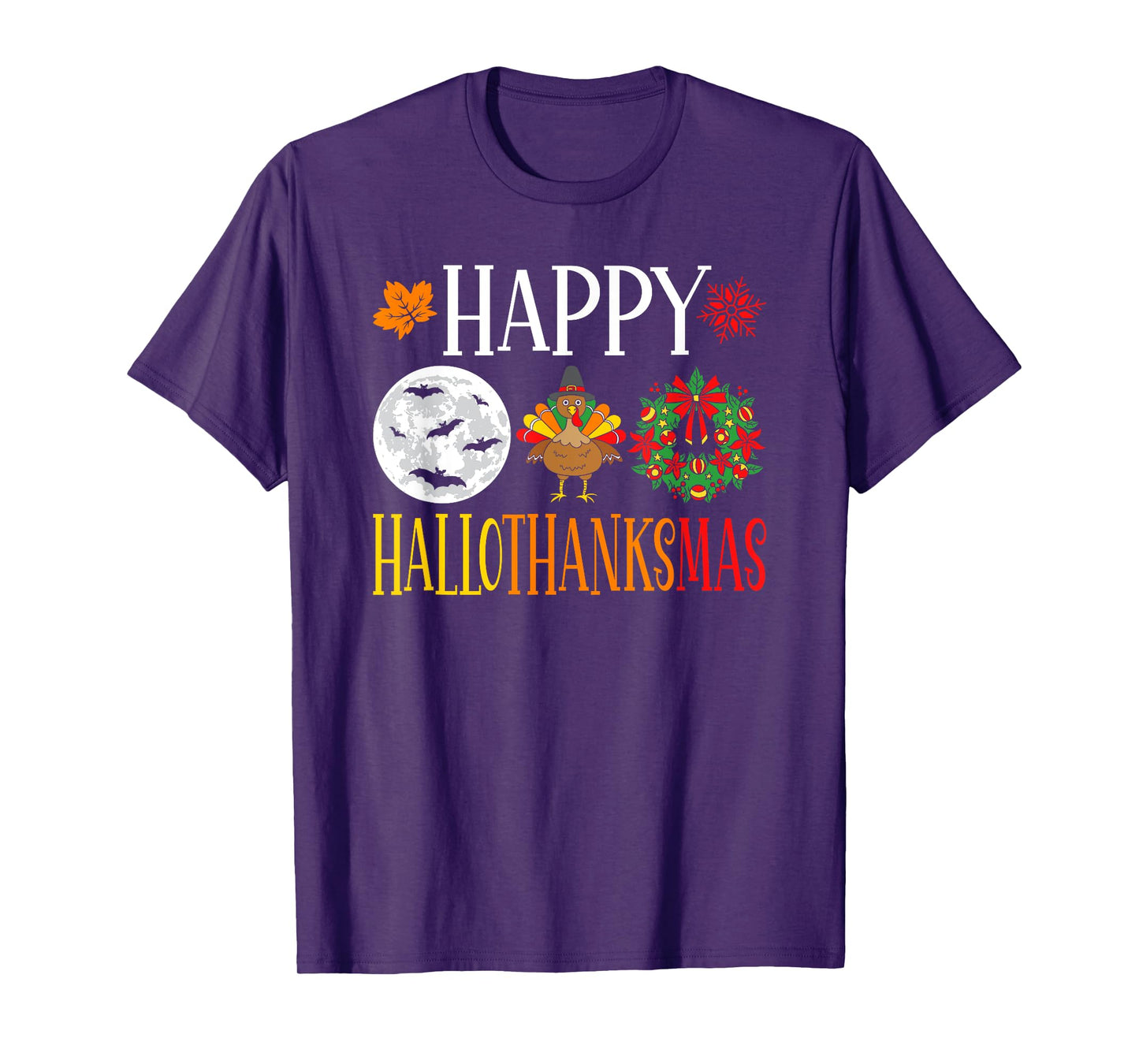 Happy Hallothanksmas Halloween Thanksgiving Christmas T-Shirt