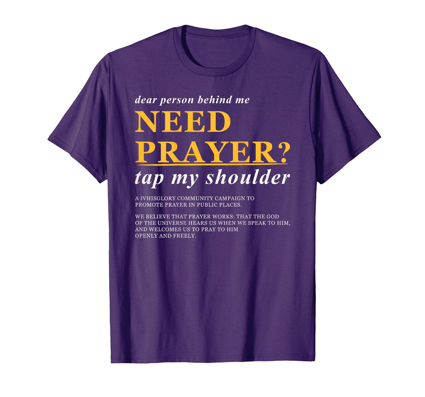 Need Prayer Tap My Shoulder Funny Christian Bible Verse T-Shirt