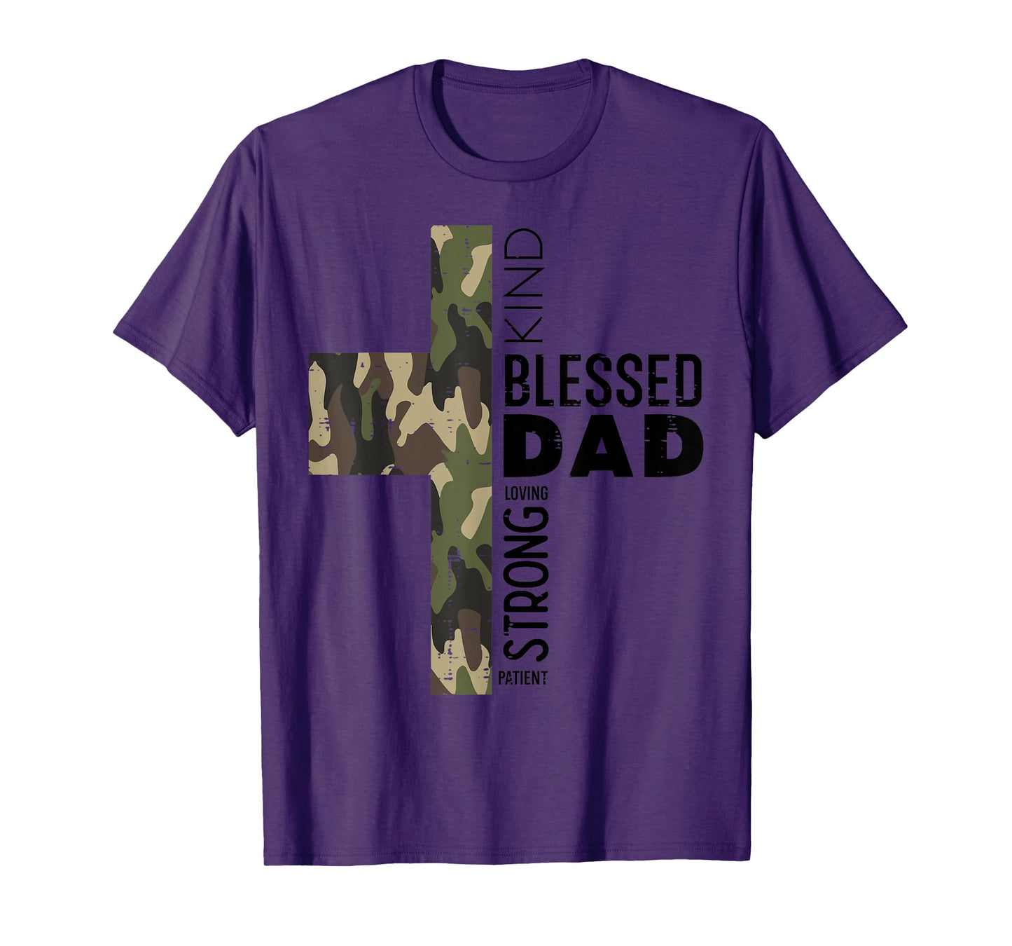 Fathers Day Blessed Dad Camo Cross Christian Papa Daddy Men T-Shirt