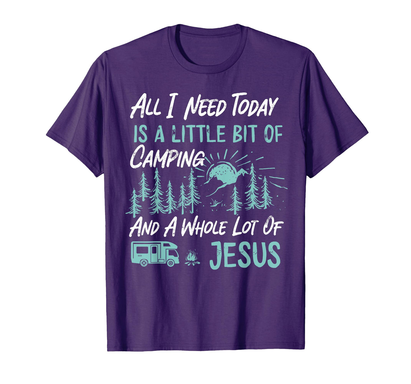 A Little Bit Of Camping And Jesus Motorhome Campervan T-Shirt