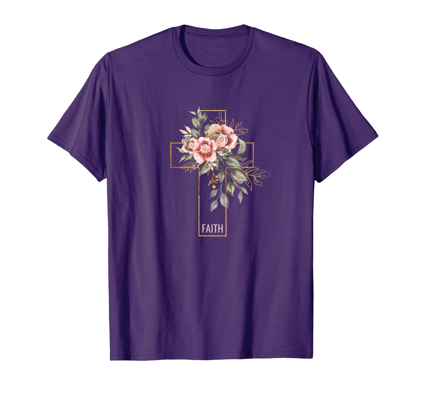 Faith Flowers and Cross Design Christian Believer T-Shirt