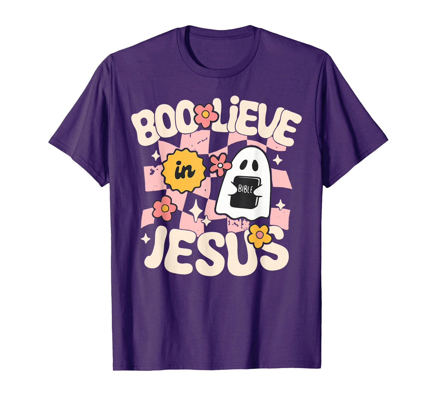 Boo Lieve in Jesus Funny Christian Halloween Cute Ghost T-Shirt