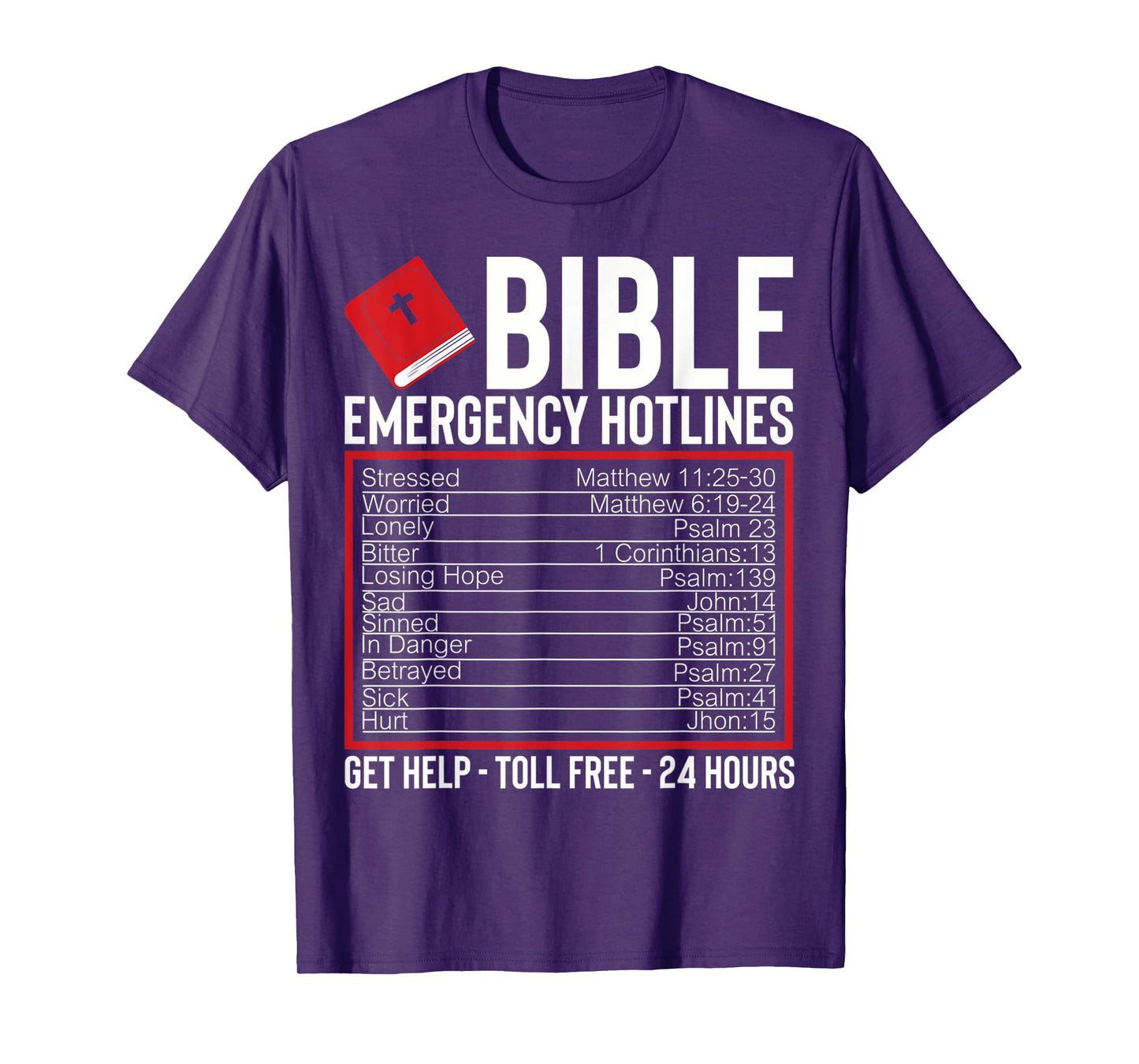 Funny Christian Cross Bible Emergency Bible Verses T-Shirt